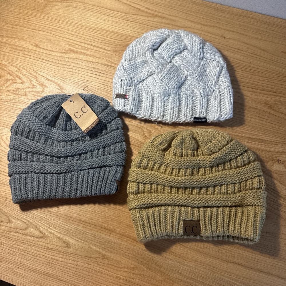 C.C Gray and White Knit Winter Hat